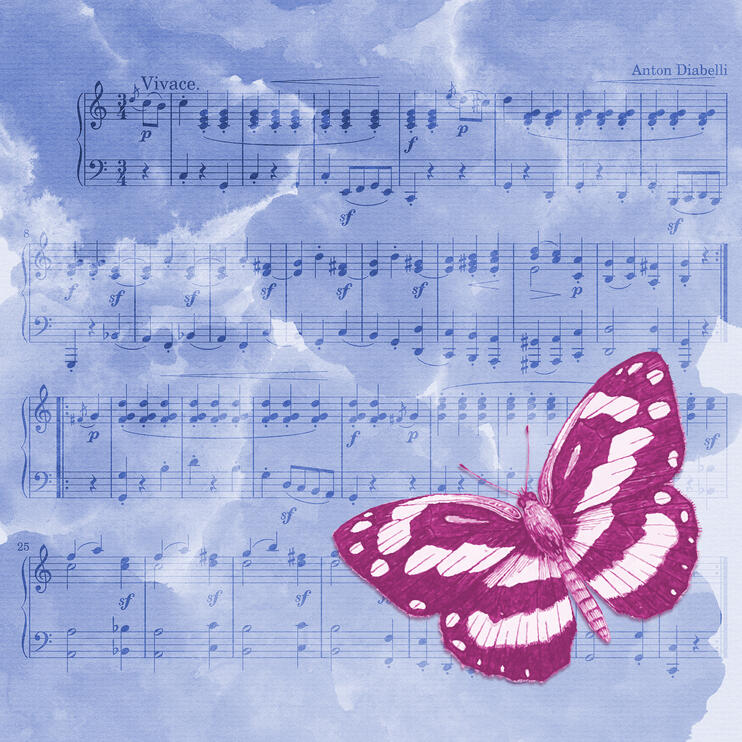 Music sheet, with butterfly